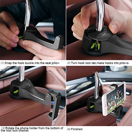 CEUTA Universal Multifunctional Car Vehicle Back Seat Headrest Mobile Phone Holder Hanger Holder Hook for Bag Purse Cloth Grocery (Multi Color, Set of 1)